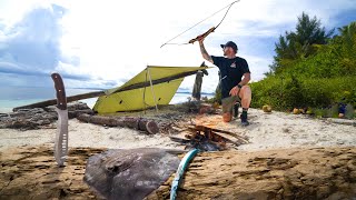 Desafío de SUPERVIVENCIA  Cazando y Cocinando una MANTARRAYA con Arco y Flech [upl. by Navlys442]