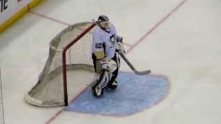 Vokoun and Fleury during pregame warmup at the Penguins  Senators hockey game Part 1 [upl. by Ardnoid969]