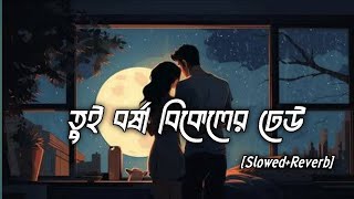 Bangla romantic lofi song🥀 \\ Tui borsha bikeler dheu slowed and reverb with lyrics \\ [upl. by Ruffina519]