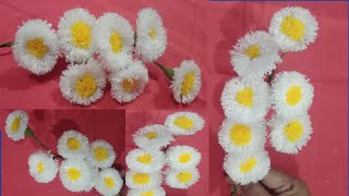 Woolen Thread Flowers  Flowers Tutorials  Diy Woolen Thread [upl. by Aytac553]