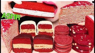 ASMR RED VELVET CAKE POP CREPE CAKE OREO COOKIES 레드벨벳 케이크팝 크레이프 케이크 아이스크림 먹방 EATING SOUNDS [upl. by Irod417]