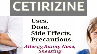 Cetirizine hydrochloride 10mg tabletUseDoseSideffectsContraindicationOkacetZyrtecctzIn Hindi [upl. by Htnnek777]