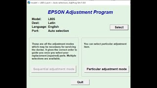 HOW TO RESET EPSON INKPAD OF L805 SERIES [upl. by Nolita]