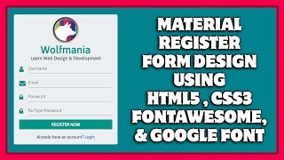 Responsive Material Register Form Design Using HTML5 amp CSS3  Material Registration Form [upl. by Ainar]