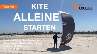 Kiteurfen Starten mit Treibholz Self Launch  Selber  Alleine Kite Starten  Kitecollege [upl. by Kobe]