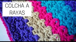 Colcha a Rayas tejida a Crochet ideal bebés  Paso a Paso  PARTE 1 de 2 [upl. by Atinoj]