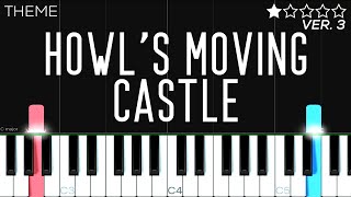 Howl’s Moving Castle Theme  EASY Piano Tutorial [upl. by Fritz640]