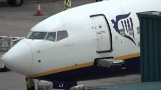 Ryanair Boeing 737800 landing and taxidoor open Cork Airport [upl. by Ardnasil39]