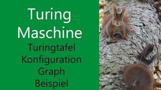 Turingtafel und Konfiguartion einer Turingmaschine mit Graph und Beispiel [upl. by Holcomb]