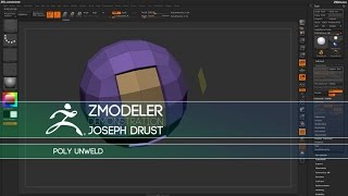 ZBrush ZModeler Polygon Actions  Poly Unweld [upl. by Kciredes]