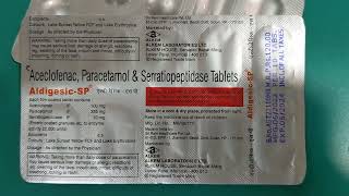 Aceclofenac Paracetamol and Serratiopeptidase Tablets Uses  Aldigesic SP Tablet [upl. by Acsot]