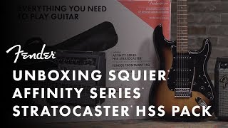 Unboxing The Squier Affinity HSS Stratocaster Pack  Fender [upl. by Alverta222]