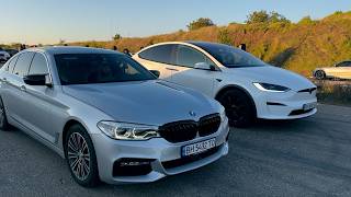 Tesla Model X P100D vs BMW X6 M50D 500hp BMW 540 BMW M850i [upl. by Irim]