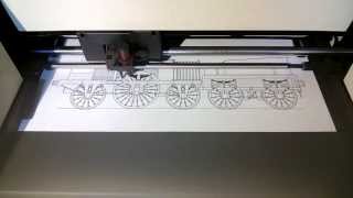 Fast IBM 6182 pen plotter drawing the Adler steam locomotive [upl. by Atekram]