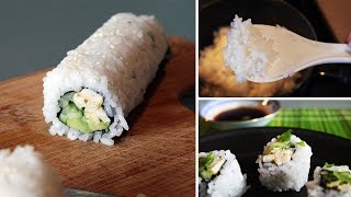 How to Make Vegan Sushi for BEGINNERS Vegan California Rolls  uramaki technique [upl. by Seena]