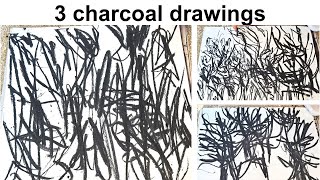 3 charcoal drawings  Intuitive nature studies [upl. by Yanttirb]