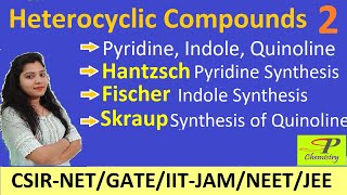 Heterocyclic Compounds  Pyridine  Indole  Quinoline  Hantzsch  Fischer Indole Skraup Synthesis [upl. by Schonfield279]