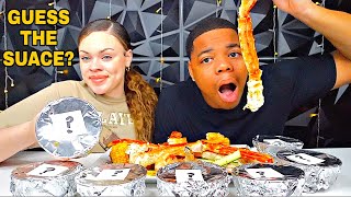 GUESS THE SAUCE SEAFOOD BOIL CHALLENGE  SHRIMP POTATOES amp KING CRAB MUKBANG [upl. by Mellman]