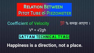 Lecture  27 Relation Between Pitot Tube and Piezometer by Satyam Tyagi [upl. by Benton]