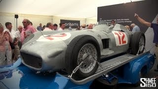 Fangios Mercedes W196R Silver Arrow sells for £196 MILLION [upl. by Airdnalahs]