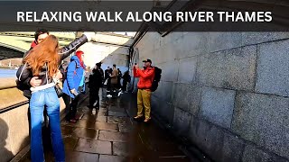 Embankment to Southbank Walk Tour Relaxing walk along River ThamesLondon England [upl. by Goldwin157]