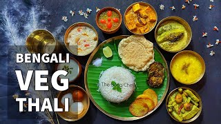 Bengali Veg Thali  Durga Puja Special Veg Thali  Bengali Niramish Thali Recipe  Bengali Thali [upl. by Ennahteb831]