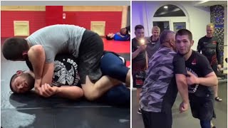 Khabib Wrestles His Cousin And Then Challenges His Father 😅💪🏼 [upl. by Ardnekat]