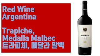 아르헨티나 레드 와인  트라피체 메달라 말벡 Trapiche Medalla Malbec [upl. by Marne]