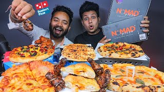 Dominos Pizza Vs Nomad Pizza Mukbang Double Cheese Margherita Veggie Pizza Wings amp Garlic Bread [upl. by Yemiaj]