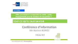 Conférence  Les engagements du vendeur et de lacquéreur dun bien immobilier [upl. by Anawaj]