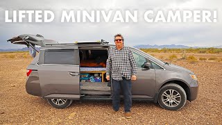 A LIFTED Minivan Camper Conversion Honda Odyssey Tour [upl. by Goldin]