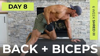 Day 8 30 Min BACK amp BICEPS Dumbbell Workout Pull Workout  6WS3 [upl. by Acherman]