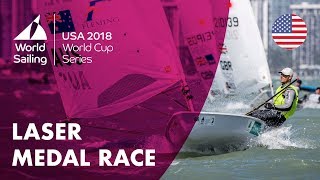 Full Laser Medal Race  Sailings World Cup Series  Miami USA 2018 [upl. by Macintosh225]