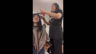 I just gave her bangs How to cut your own bangs at home vlogger hair hairstyle haircut [upl. by Avilla]