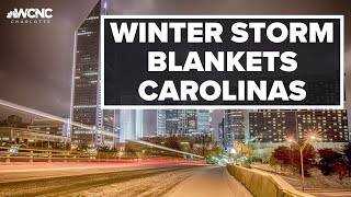 Winter Storm Update Snow sleet amp ice hit the Carolinas [upl. by Wyne185]