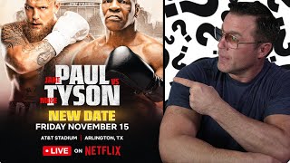 Mike Tyson vs Jake Paul RESCHEDULED [upl. by Kecaj]