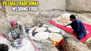 Village cultural wedding food preparation Beef korma Big Tawa Roti Balochi Roti [upl. by Eslehc]