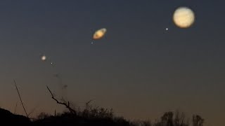 Saturn Jupiter Mars conjunction 2020  Zooming planets  Nikon P1000  No telescope only a camera [upl. by Anadal]