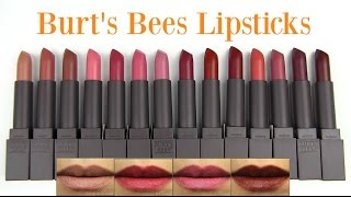 Burts Bees Lipsticks Lip Swatches amp Review [upl. by Eycal717]