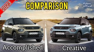 2023 Punch Accomplished vs Creative Comparison 🔥 Detailed Comparison in Hindi 🔥 Vahan Official [upl. by Cherey]