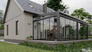 Sunroom  Retractable glass roof with sliding glass doors [upl. by Iana551]