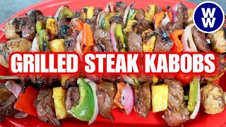 Grilled Steak Kabobs With Pioneer Womans Beef Marinade Recipe Lightened Up🥩🫑🍍Weight Watchers Recipe [upl. by Enelym]