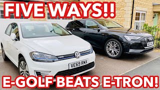 FIVE WAYS THE EGOLF BEATS THE ETRON  AUDIS FLAGSHIP EV  NEVER BET AGAINST THE EGOLF [upl. by Eintruoc]