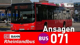 BVR  Ansagen Buslinie 071 Meerbusch  Viersen  CereprocAlex TTS [upl. by Domph]