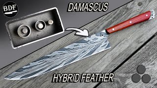 Full Process Damascus Feather  Hybrid Feather [upl. by Ettennad]