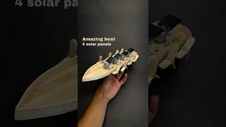 Diy creative boat powered by 4 solar panels  4 solar panel powered rowboat diy toys mainan [upl. by Relyk]