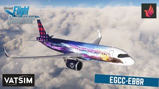 Microsoft Flight Simulator 2020  Manchester EGCC  EBBR Brussels  iniBuilds A320neo V2 Vatsim [upl. by Nohsram]