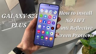 How to install OEM Anti Reflective Galaxy S24 Plus Screen Protector Sapphire Blue Case Review [upl. by Gagnon]