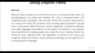 Discovering Frequent Graph Patterns Using Disjoint Paths [upl. by Muffin]