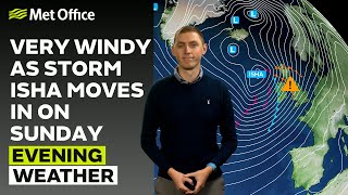 200124 –Rain moves eastwards ahead of Storm Isha– Evening Weather Forecast UK – Met Office Weather [upl. by Nove]